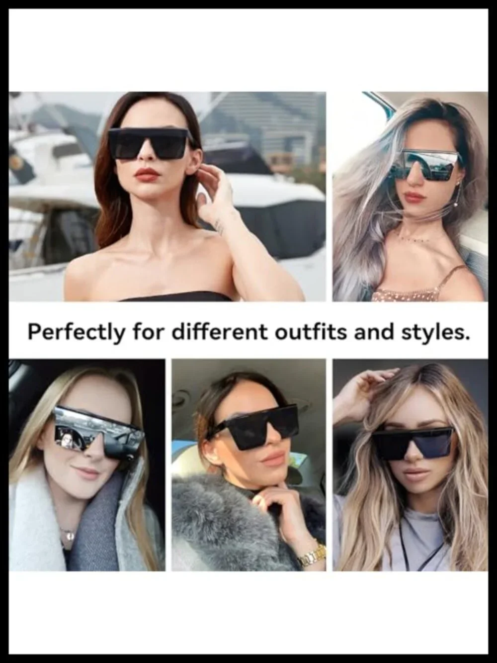 Oversized Square Sunglasses UV400 Protection